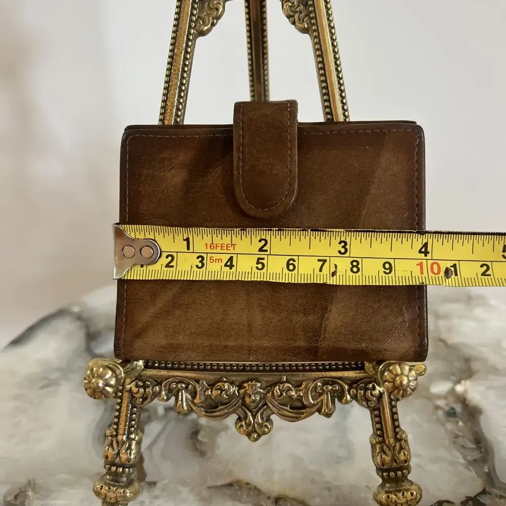 Vintage St Thomas Genuine Cowhide Leather Wallet Card Holder Brown Mid Century